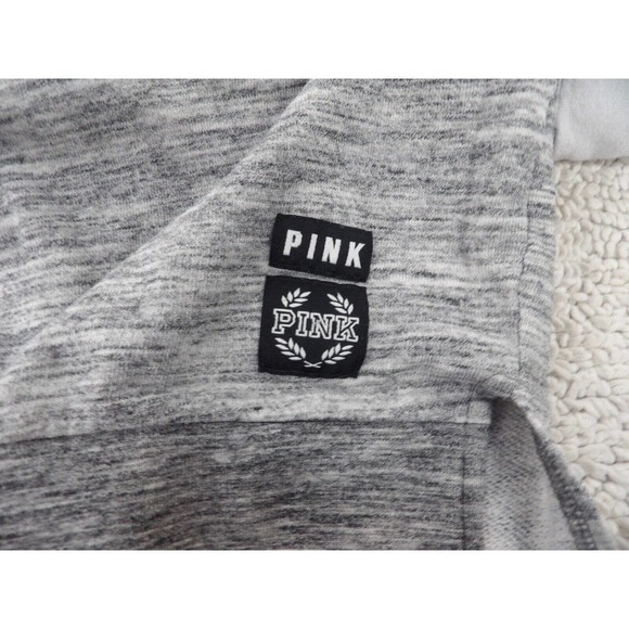 Victoria's Secret Pink Womens Gray White Long Sleeve Pullover Sweatshirt Size L - Picture 4 of 8